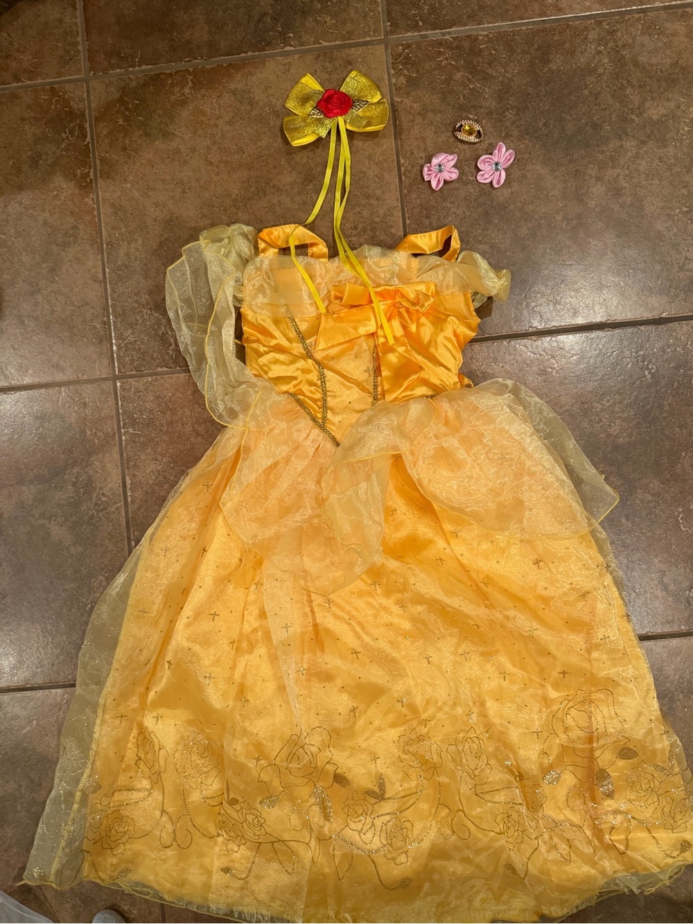 Yellow Princess Costume Dress for Kids - Sparkle Party Outfit (Kid’s size 8-10)